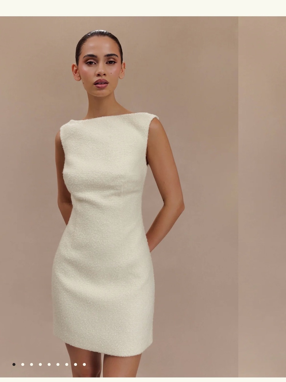 Meshki Ivory Boatneck Dress